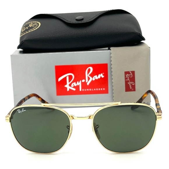 Ray Ban RB3688 001/31  Arista / Green 55mm Sunglasses - Picture 2 of 4